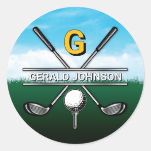Minimalistisches, kundenspezifisches Golf Monogram Runder Aufkleber