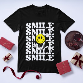Minimalistisches Lächeln Emoji Retro-Typografie Lu T-Shirt