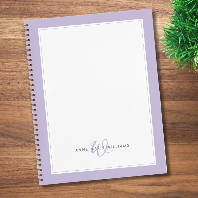 Minimalistisches Lavendel ohne Border Monogramm Notizbuch (Von Creator hochgeladen)