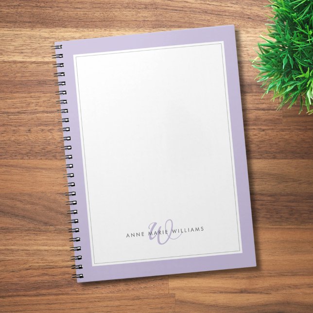 Minimalistisches Lavendel-Zwei-Rahmen-Monogramm Notizblock (Von Creator hochgeladen)