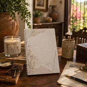 Minimalistisches Leinen zerrissenes Papier Botanis Notizbuch