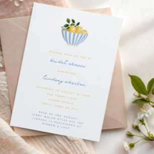 Minimalistisches Lemon Blue & Yellow Brautparty Einladung