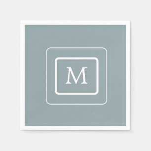 Minimalistisches Licht Aquamarin   Monogram Paper  Serviette
