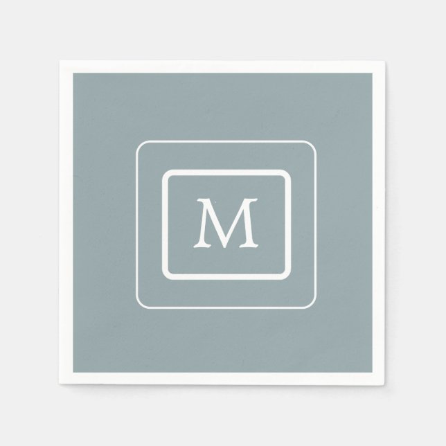 Minimalistisches Licht Aquamarin | Monogram Paper  Serviette (Vorderseite)