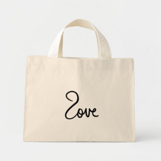 Minimalistisches "Liebe"-Wort-Typografie-Design Mini Stoffbeutel