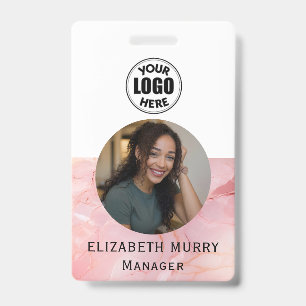 Minimalistisches Light Pink Marble Employee ID-Abz Ausweis