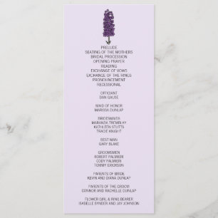 Minimalistisches Lila Larkspur-Hochzeitsprogramm Programm