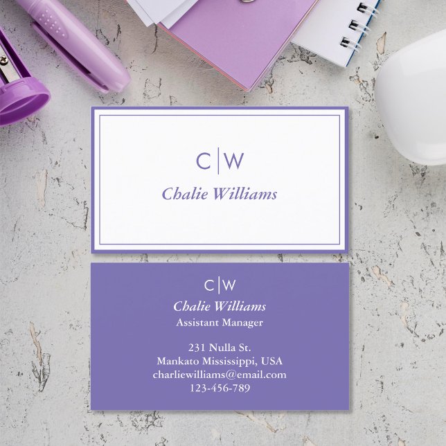 Minimalistisches lila Medium, 2 Grenzen Visitenkarte (Von Creator hochgeladen)