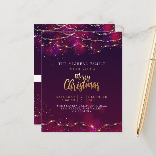 Minimalistisches Lila Neon Holly Custom Weihnachts (Vorderseite/Rückseite Beispiel)