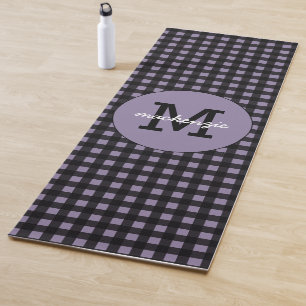 Minimalistisches Lila Schwarzes Kariertes Muster P Yogamatte