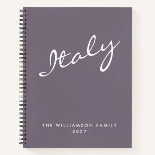 Minimalistisches Lila Skript Personalisiert Reisen Notizbuch