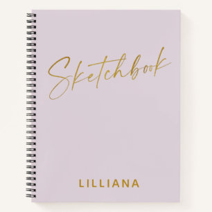 Minimalistisches Lila und Gold personalisiertes Sk Notizbuch