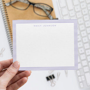 Minimalistisches Lila Violett Streifen Monogramm Mitteilungskarte