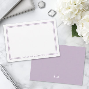 Minimalistisches lila zweifaches Rahmen-Monogramm Mitteilungskarte