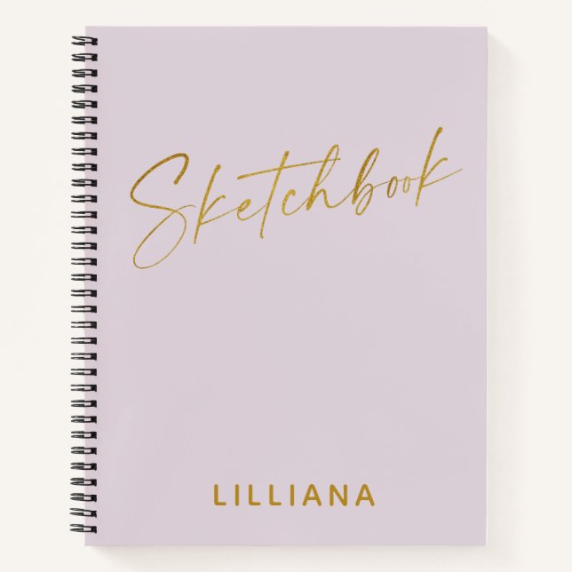 Minimalistisches Lilac- und Gold-Personalisiertes  Notizbuch (Vorderseite)