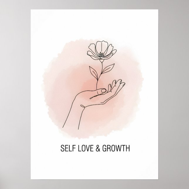Minimalistisches Line-Art-Blumenposter Poster (Vorne)
