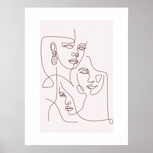 Minimalistisches Line-Art-Gesichterposter | Abstra Poster (Vorne)