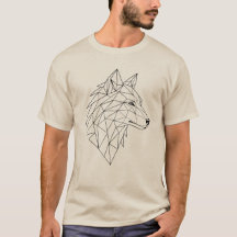 Minimalistisches Line-Art-Wolfgesicht-Grafik-T-Shi