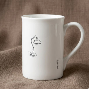 Minimalistisches Linienkunst-Geschenk für Introver Prozellantasse