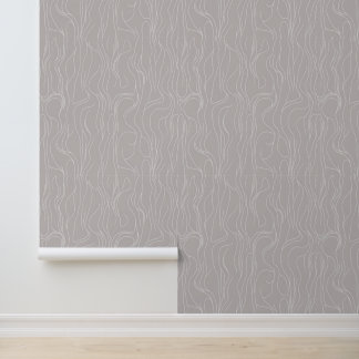 Minimalistisches Linienmuster auf Taupe Tapete
