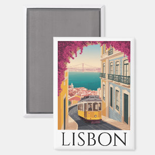 Minimalistisches Lissabon Portugal Vintage Reise K Magnet