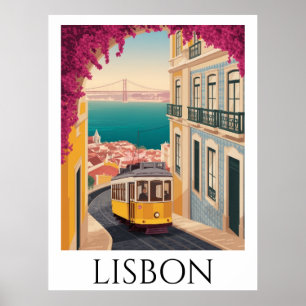 Minimalistisches Lissabon Portugal Vintage Reise K Poster