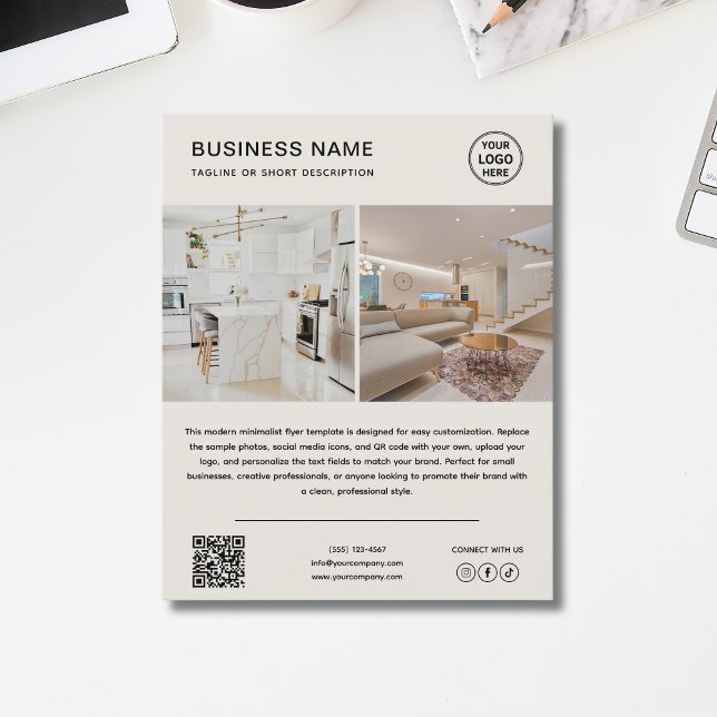 Minimalistisches Logo-Foto-Geschäfts-Flyer Flyer (Minimalist Logo Photo Business Promotional Flyer)