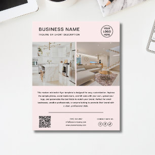 Minimalistisches Logo-Foto-QR-Code-Rosa-Geschäfts- Flyer