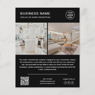 Minimalistisches Logo-Foto-QR-Code-Schwarz-Geschäf Flyer