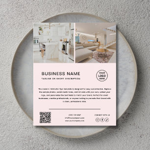 Minimalistisches Logo-Foto-Rosa-Geschäfts-Flyer Flyer