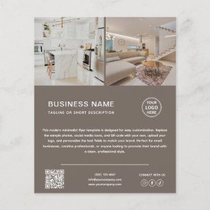 Minimalistisches Logo-Foto-Taupe-Geschäftsflyer Flyer