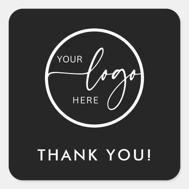 Minimalistisches Logo für den Bereich "Schwarz" Quadratischer Aufkleber (Vorderseite)