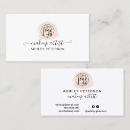 Minimalistisches Logo-Make-up mit rosa Pinselstric Visitenkarte