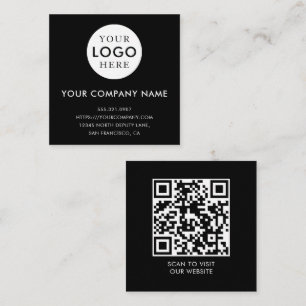 Minimalistisches Logo Professioneller Schwarzer QR Quadratische Visitenkarte