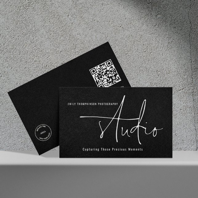 Minimalistisches Logo QR Code Fotostudio Schwarz Visitenkarte (Von Creator hochgeladen)