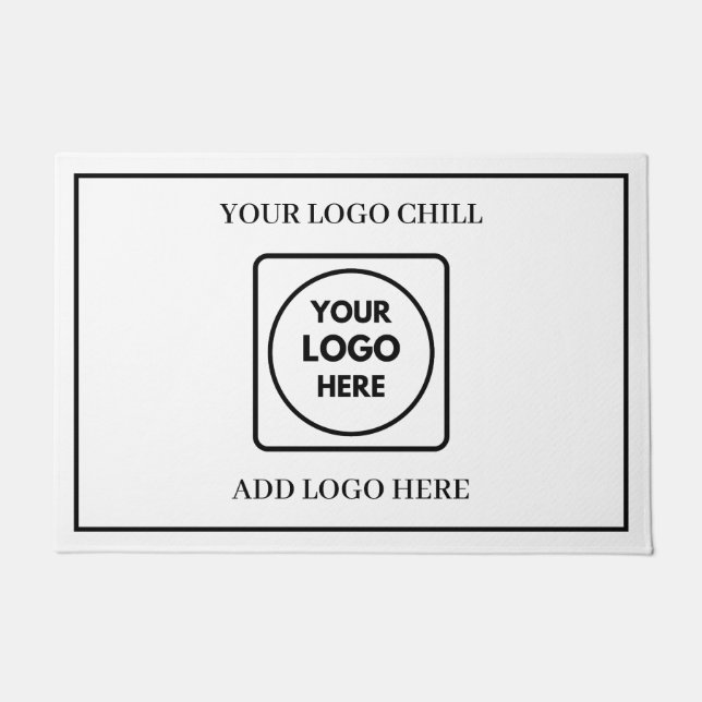Minimalistisches Logo Schwarz-Weiß-Rahmen-Eingangs Fußmatte (Vorderseite)