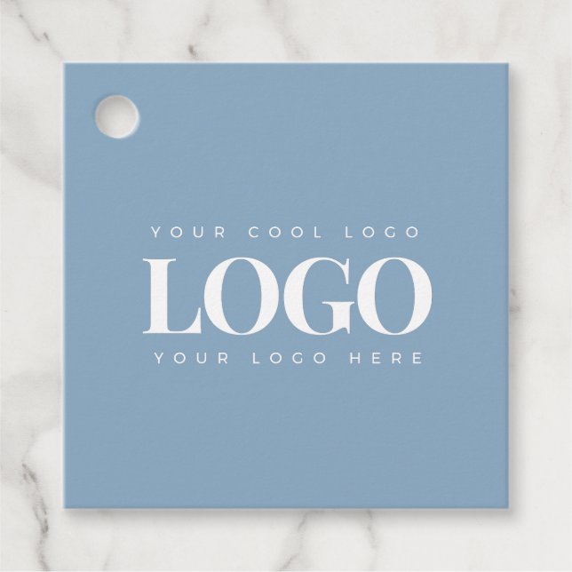 Minimalistisches Logo von Dusty Blue Business Comp Geschenkanhänger (Vorderseite)