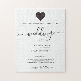 Minimalistisches Loveheart Wedding Puzzle Einladun
