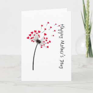 Minimalistisches Löwenzahn-Herz Muttertag Karte