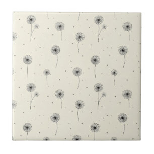 Minimalistisches Löwenzahnsamen-Muster Beige (2) Fliese