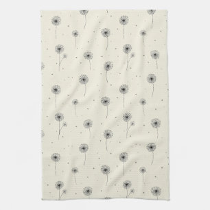 Minimalistisches Löwenzahnsamen-Muster Beige (2) Geschirrtuch