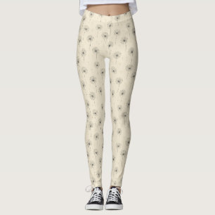 Minimalistisches Löwenzahnsamen-Muster Beige Leggings