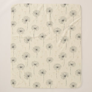 Minimalistisches Löwenzahnsamen-Muster Beige Sherpadecke