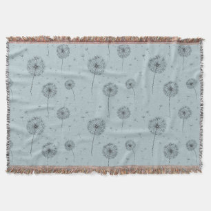 Minimalistisches Löwenzahnsamen-Muster Blau (1) Decke