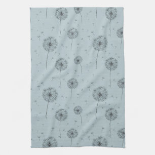 Minimalistisches Löwenzahnsamen-Muster Blau (1) Geschirrtuch