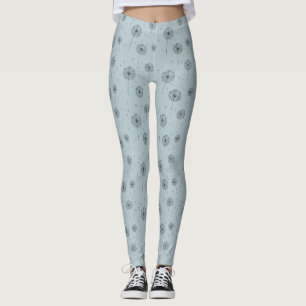 Minimalistisches Löwenzahnsamen-Muster Blau (1) Leggings