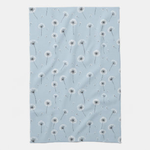 Minimalistisches Löwenzahnsamen-Muster Blau (2) Geschirrtuch