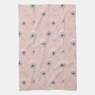 Minimalistisches Löwenzahnsamen-Muster Rosa (1) Geschirrtuch