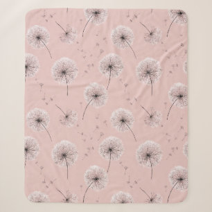 Minimalistisches Löwenzahnsamen-Muster Rosa (1) Sherpadecke