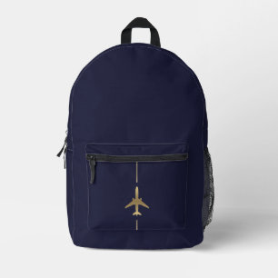 Minimalistisches Luftfahrt-Gold-Flugzeug Bedruckter Rucksack